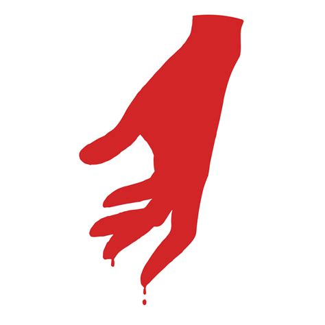 vector drawing hand in blood isolated on white background. symbol of ...