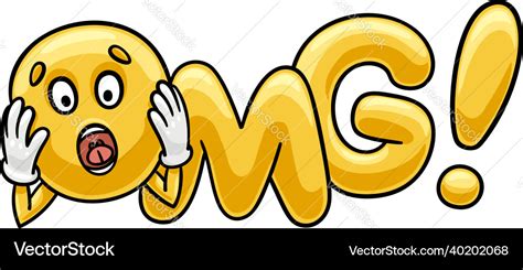 Oh my god omg text with a smiley face Royalty Free Vector