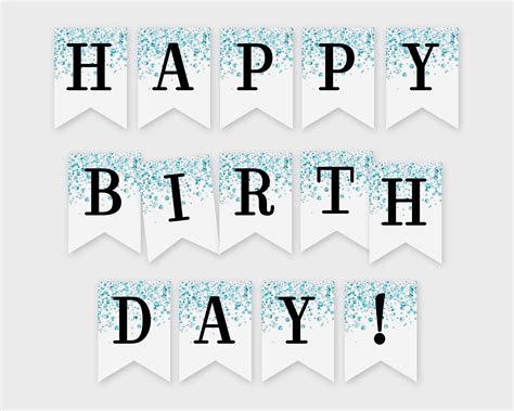 Happy Birthday Printable Banner Blue Confetti Glitters - Etsy | Happy ...