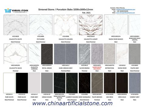 Latest 3200x1600 Sintered Stone Colors list on 2021