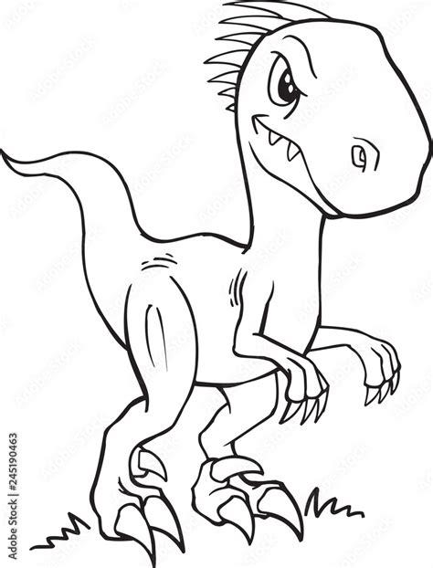 Velociraptor Dinosaur Coloring Page Vector illustration Art Stock ...