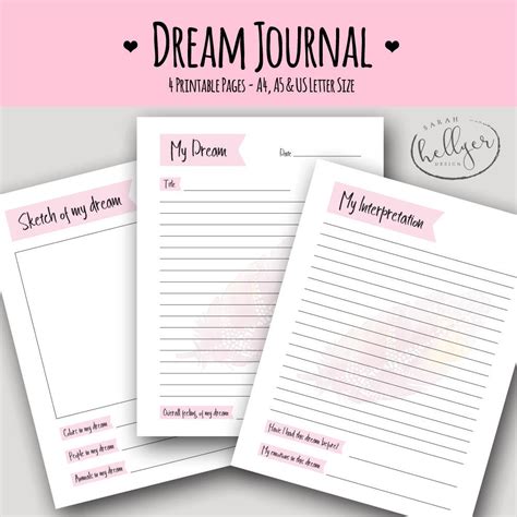 Printable Dream Journal Instant Download Dream