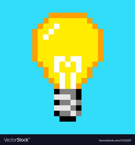 Pixel light bulb idea art cartoon retro game style