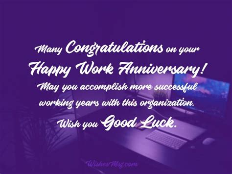 Work Anniversary Wishes and Appreciation Messages - WishesMsg