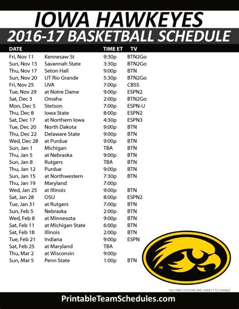 Iowa State Basketball Schedule Printable - Printable Calendars AT A GLANCE