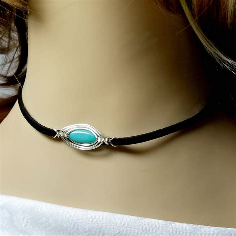 Turquoise Boho Choker Necklace, Southwestern Choker, Gypsy Jewelry, as ...