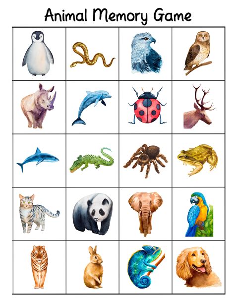 Free Printable Bilingual Animal Matching Cards & Memory Game