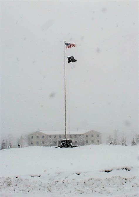 The U.S. flag is shown in front of garrison headquarters - PICRYL ...