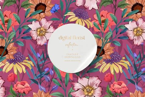 Floral Pattern, Floral Digital Paper Graphic by Digital Florist ...