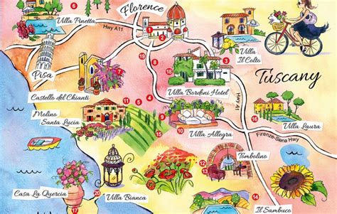 Map of Tuscany with major Cities + Places