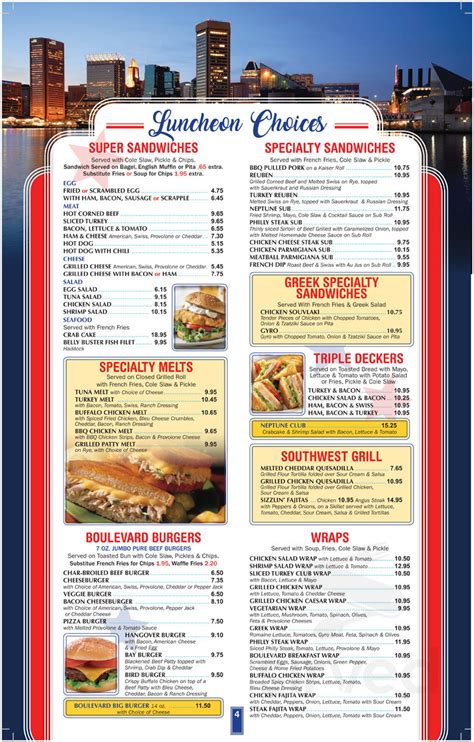 Boulevard Diner menu in Dundalk, Maryland, USA