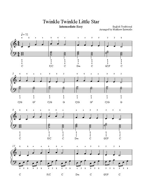 Twinkle Twinkle Little Star by Traditional Piano Sheet ...