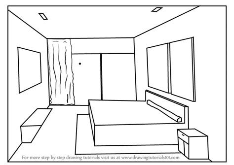 Step by Step How to Draw One Point Perspective Bedroom ...