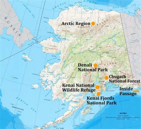 Map of Alaska with National Parks