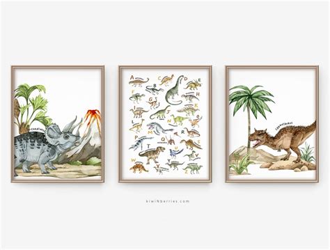 Dinosaur Alphabet Poster, Printable Wall Art for Kids, Boys Room Decor ...