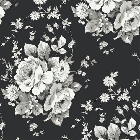 FH4088 | Black & Grey Heritage Rose Floral Wallpaper