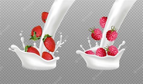 Premium Vector | Milk splash with berry fruits