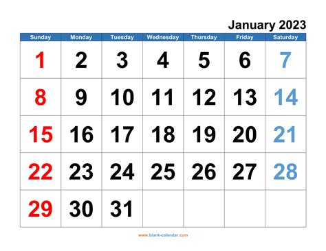 2023 printable monthly calendar - january 2023 calendar free printable ...