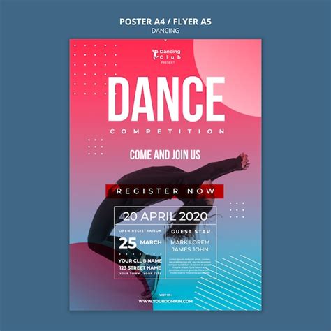 Free PSD | Colorful dance poster template