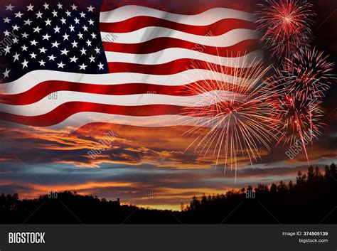 Usa Flag On Fireworks Image & Photo (Free Trial) | Bigstock