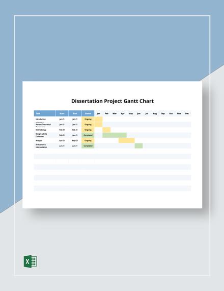 FREE Dissertation Gantt Chart Excel - Template Download | Template.net