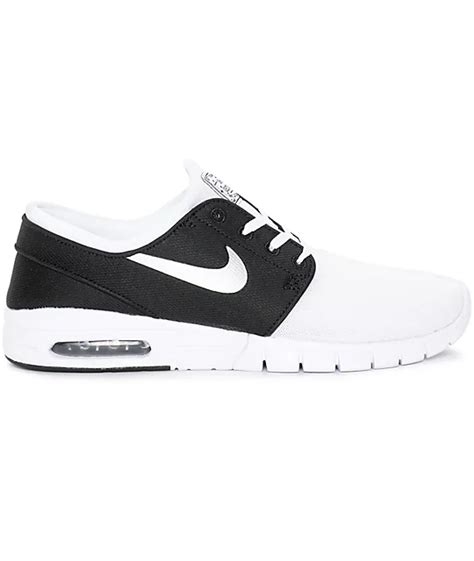 Nike SB Stefan Janoski Air Max White, Silver, & Black Mesh Shoes | Zumiez