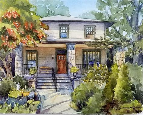 House painting house portrait watercolor house painting watercolor ...