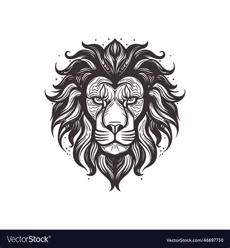 Abstract lion head logo design with line art Vector Image