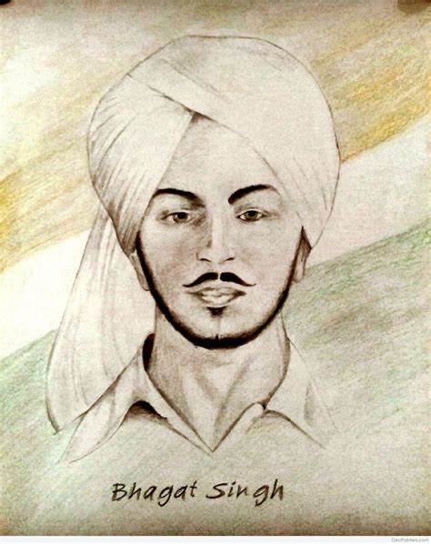 Pencil Sketch of Bhagat Singh - Desi Painters