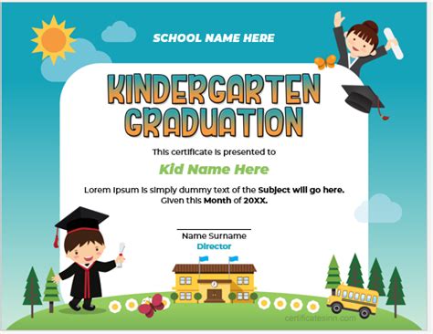 Kindergarten Graduation Certificate Templates for Word | 5