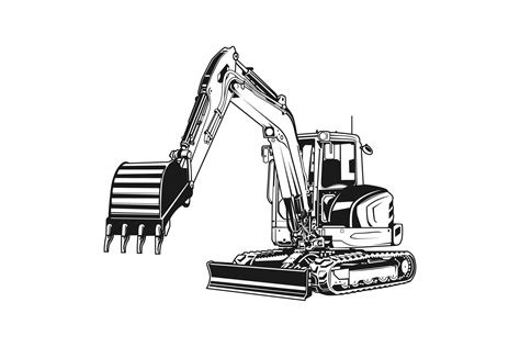 Kubota KX 057 Mini Excavator Outline Graphic by ndahroh · Creative Fabrica