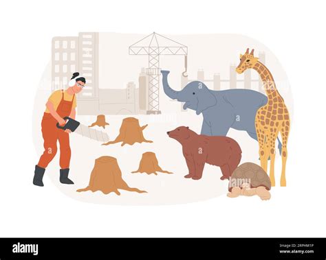 Habitat loss for wild animals isolated concept vector illustration ...