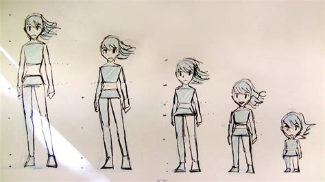 How to Draw Female Body Proportions: Teenager to Kid, Manga Style - YouTube