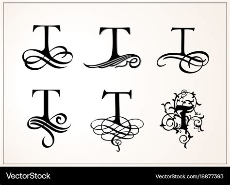 Vintage set capital letter t for monograms Vector Image