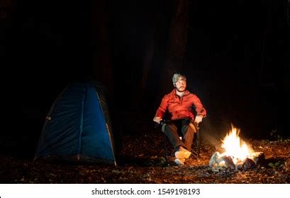 Camping Nature Alone Man Sitting On Stock Photo 1549198193 | Shutterstock