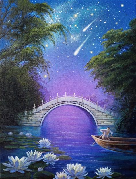 "The mystery of the night", landscape art, night sky painting (2020 ...