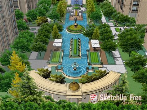 1158 Exterior Landscape Scene Sketchup Model Free Download