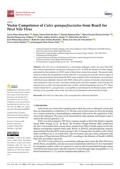 (PDF) Vector Competence of Culex quinquefasciatus from Brazil for West ...