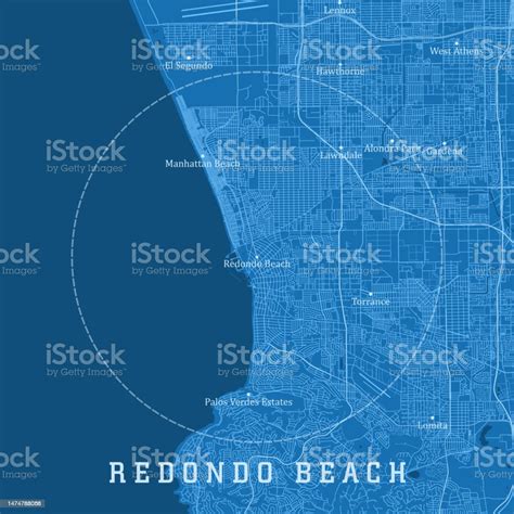 Redondo Beach Ca City Vector Road Map Blue Text Stock Illustration ...