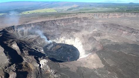 Gas Rises From Lava Lake at Kilauea Volcano in Aerial Footage