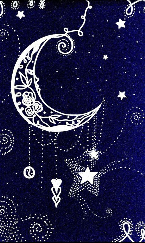 Half Moon And Stars Drawing