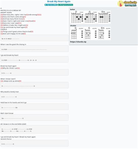 Chord: Break My Heart Again - Montgomery Gentry - tab, song lyric ...