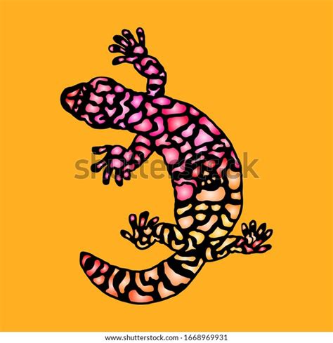 Silhouette Icon Colorful Gila Monster Lizard Stock Vector (Royalty Free ...