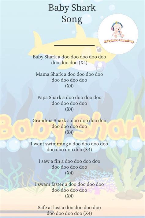 Lyrics to Baby Shark Song #songstosingtobaby http://www.babybubutoys ...