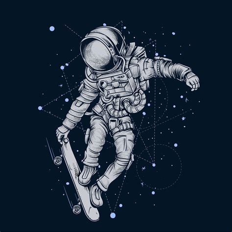 Astronaut Skateboarding in Space 966061 Vector Art at Vecteezy