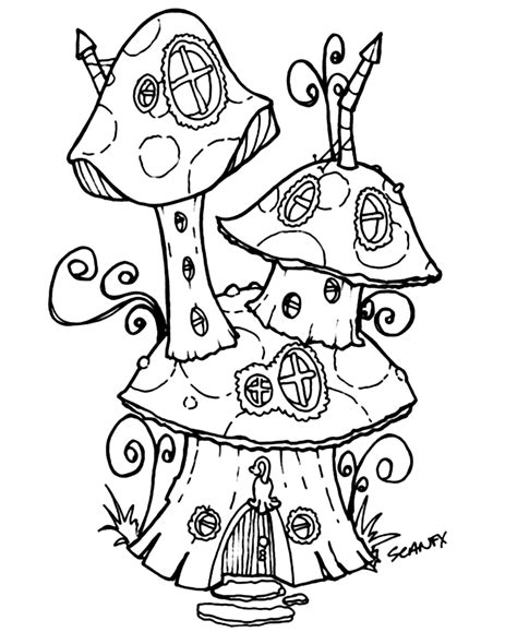 Mushroom House Coloring Pages Coloring Pages