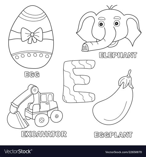 Kids alphabet coloring book page with outlined Vector Image