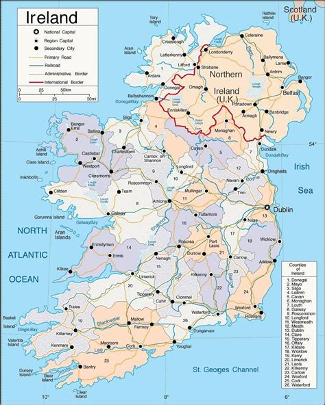 Ireland Map with Cities and Counties