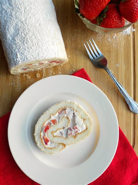 Strawberries and Cream Angel Food Cake Roll - Confessions of a ...