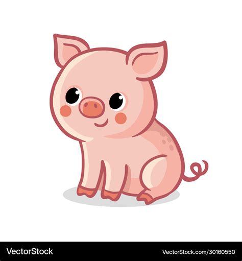 Cute pig sitting on a white background Royalty Free Vector